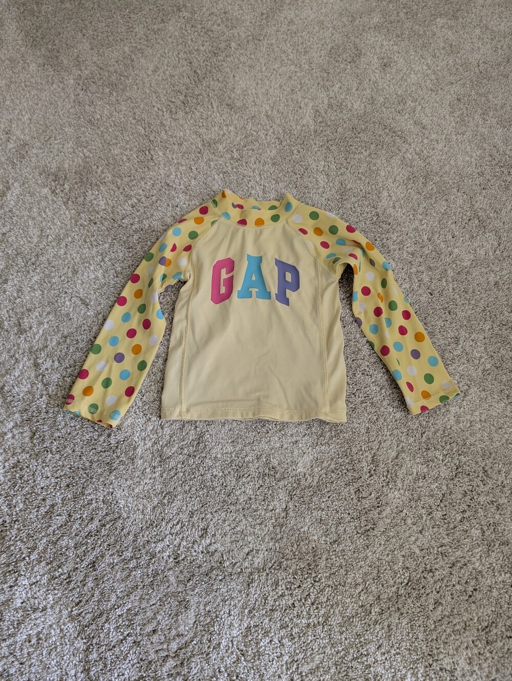 GAP Yellow Long Sleeve Swim UV Top  Multicolor Polka Dot - 3T